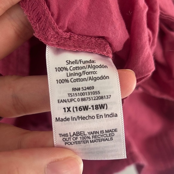 Terra & Sky Pink Mini Dress Summer Casual Pockets 1X - Picture 2 of 4